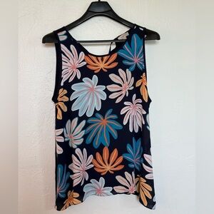 LOFT Outlet Navy Floral Tank Top - Blue, Pink, Orange